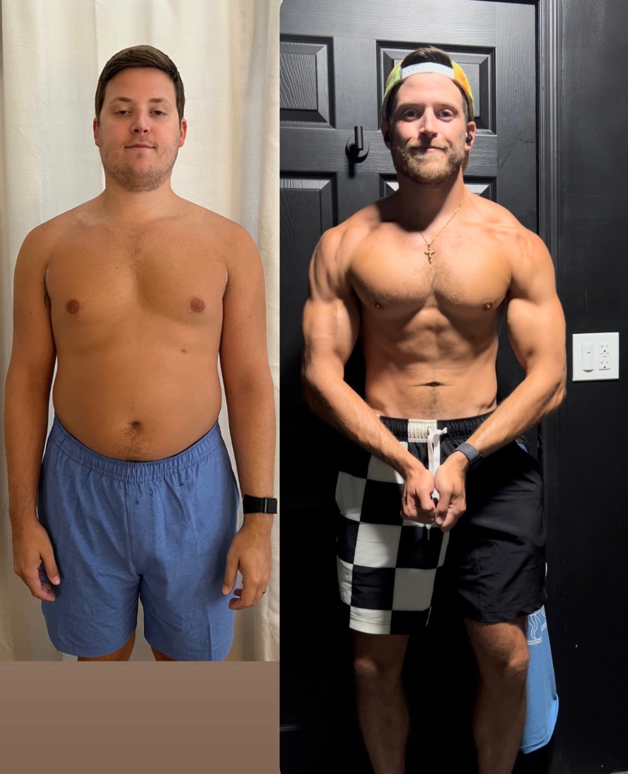 Ross before and after his plant-based transformation
